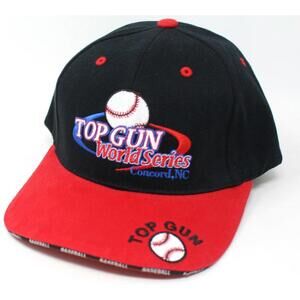 Top Gun World Series Concord NC Baseball Cap Hat Black Red Adjustable New